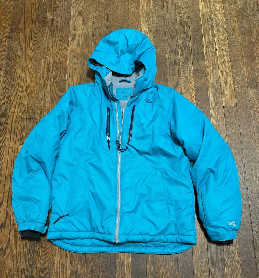 Youth L.L. Bean Tek 4 Jacket Blue Full Zip Hooded Outdoor Youth Size Large 14-16